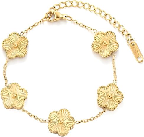 18K Gold Plated Clover Bracelets For Women, Four Leaf Clover Bracelet Lucky Birthday gift bracelet Jewelry Gifts Jewelry Gifts Trendy in Kuwait