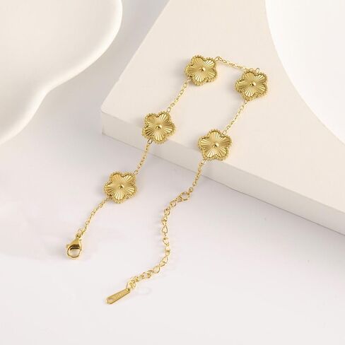 18K Gold Plated Clover Bracelets For Women, Four Leaf Clover Bracelet Lucky Birthday gift bracelet Jewelry Gifts Jewelry Gifts Trendy in Kuwait