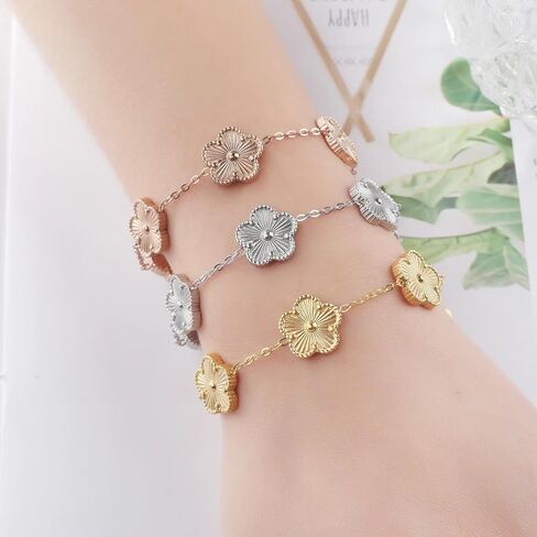 18K Gold Plated Clover Bracelets For Women, Four Leaf Clover Bracelet Lucky Birthday gift bracelet Jewelry Gifts Jewelry Gifts Trendy in Kuwait