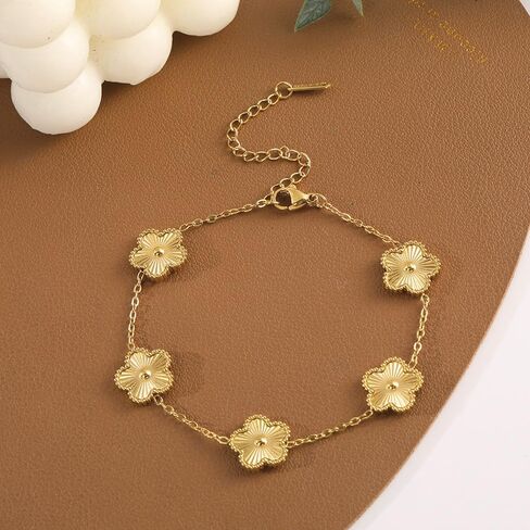 18K Gold Plated Clover Bracelets For Women, Four Leaf Clover Bracelet Lucky Birthday gift bracelet Jewelry Gifts Jewelry Gifts Trendy in Kuwait