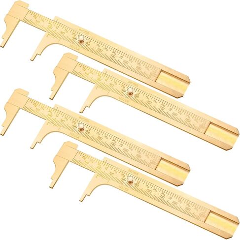 2 Pcs Brass Vernier Caliper Pocket Caliper Handy Caliper Measuring Mini Tool Double Scale Sliding Gauge Metal Pocket Ruler for Bead Wire Jewels Rings Measurement(Simple Style) in Saudi Arabia