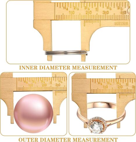 2 Pcs Brass Vernier Caliper Pocket Caliper Handy Caliper Measuring Mini Tool Double Scale Sliding Gauge Metal Pocket Ruler for Bead Wire Jewels Rings Measurement(Simple Style) in Saudi Arabia