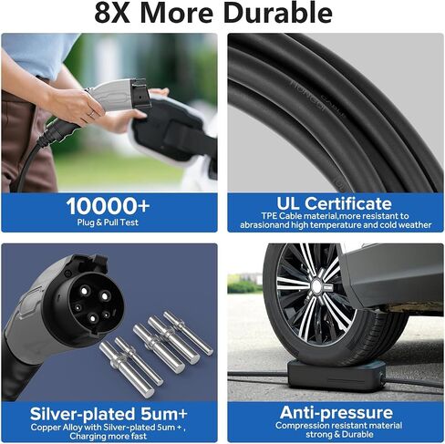 EV Charger Level 1 (15A /110V / NEMA 5-15 / 25ft),EVSE Adjustable Currents 6A-15A,IP65 Waterproof Home EV Charging Station, with LCD Screen and Timing Delay for All J1772 EVs in Saudi Arabia