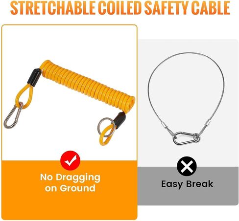(4-Pack) 4.5ft Breakaway Trailer Cable Trailer Brake Safety Cable Heavy Duty Stainless Steel Spring Towing Coiled Wire, Replacement Breakaway Switch Safety Lanyard for RV Trailer Camper Boat in Saudi Arabia