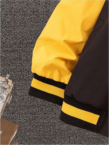 WDIRARA Boy's Color Block Letter Graphic Print Button Front Varsity Bomber Jacket in Kuwait