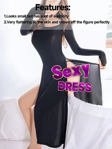 Bodystocking for Women High Split Long Sleeve Body Stocking Dress Slim High Elasticity Low Neck Full Body Stockings in Saudi Arabia