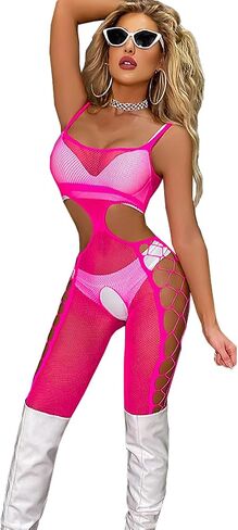 Women's Fishnet Bodystocking Hollow Out Jumpsuit Lingerie in Saudi Arabia