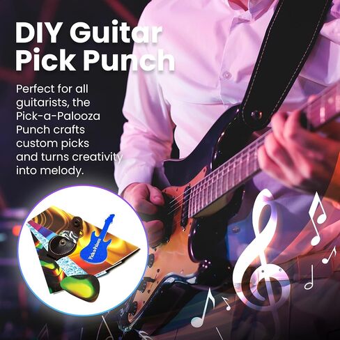Pick-a-Palooza DIY Guitar Pick Punch مع حامل سلسلة مفاتيح جلدية - أسود in Saudi Arabia