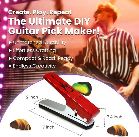 Pick-a-Palooza DIY Guitar Pick Punch مع حامل سلسلة مفاتيح جلدية - أسود in Saudi Arabia