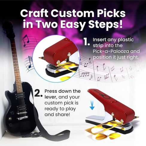 Pick-a-Palooza DIY Guitar Pick Punch مع حامل سلسلة مفاتيح جلدية - أسود in Saudi Arabia