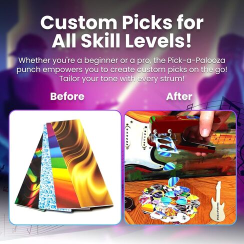 Pick-a-Palooza DIY Guitar Pick Punch مع حامل سلسلة مفاتيح جلدية - أسود in Saudi Arabia