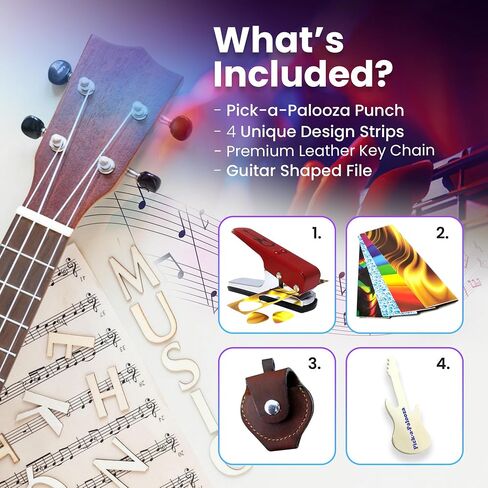 Pick-a-Palooza DIY Guitar Pick Punch مع حامل سلسلة مفاتيح جلدية - أسود in Saudi Arabia