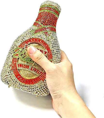 رومانسيدديز شمبانيا زجاجة القابض راينستون للنساء اللمعان الكريستال المسائي حقيبة اليدين الحزب كوكتيل محفظة الزفاف in Kuwait