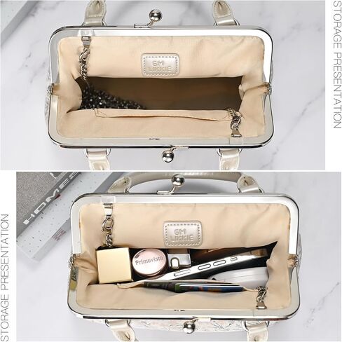GM LIKKIE Kiss Lock Purses and Handbags, Vintage PU Leather Clutch Purses for Women, Top Handle Evening Handbag in Kuwait