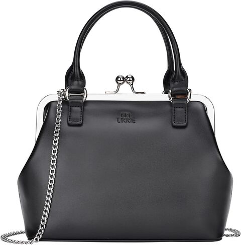GM LIKKIE Kiss Lock Purses and Handbags, Vintage PU Leather Clutch Purses for Women, Top Handle Evening Handbag in Kuwait