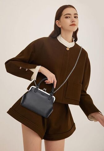GM LIKKIE Kiss Lock Purses and Handbags, Vintage PU Leather Clutch Purses for Women, Top Handle Evening Handbag in Kuwait