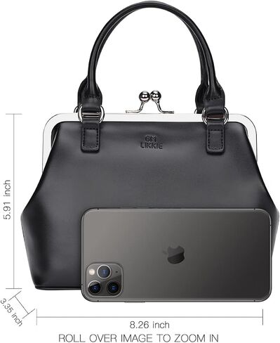 GM LIKKIE Kiss Lock Purses and Handbags, Vintage PU Leather Clutch Purses for Women, Top Handle Evening Handbag in Kuwait