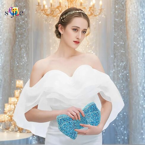 Handmade Inlay Rhinestone Bow Clutch Bag for Women, Sparkling Evening Party Wedding Purse with Detachable Pearl Chain Strap in Kuwait