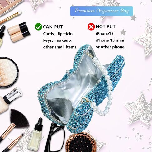 Handmade Inlay Rhinestone Bow Clutch Bag for Women, Sparkling Evening Party Wedding Purse with Detachable Pearl Chain Strap in Kuwait