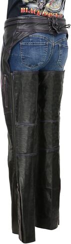 Milwaukee Leather Chaps for Women Black and Purple Premium Skin Laser Cut Accent Stitching Motorcycle Chap- MLL6525 - Medium in Kuwait