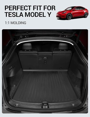 BASENOR Upgraded Tesla Model Y TPE Cargo Liners Cargo Mat Rear Trunk Mat Liner All Weather Anti-Slip Waterproof Trunk Mat 2020 2021 2022 2023 2024 in Saudi Arabia