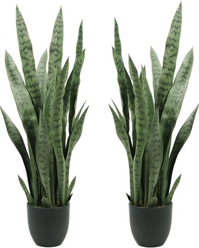Solution4patio 2pcs Sansevieria trifasciata prain 3 أقدام. Arbre Artificiel ، مصنع ثعبان ثعبان استوائي واقعية لغرفة المعيشة أو المنزل أو المقهى أو الزاوية المكتبية الداخلية في الهواء الطلق in Kuwait