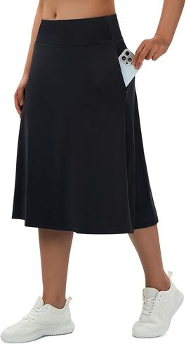 تنانير تيرنهير للسيدات بطول ميدي مع 2 جيوب متواضعة تنانير طويلة 28 "طول الركبة skort الرياضية in Kuwait