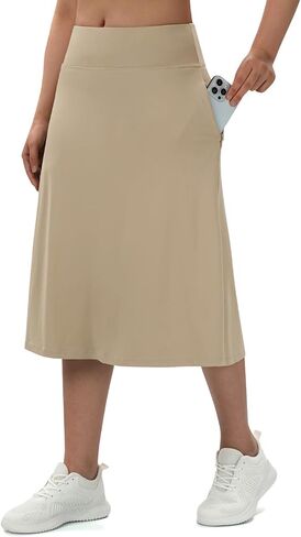 Turnhier Women's Midi Length Skorts Skirts with 2 Pockets Modest Long Skirts 28" Knee Length Athletic Skort in Kuwait