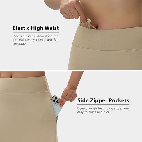 Turnhier Women's Midi Length Skorts Skirts with 2 Pockets Modest Long Skirts 28" Knee Length Athletic Skort in Kuwait