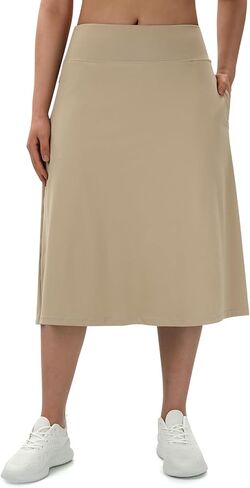 Turnhier Women's Midi Length Skorts Skirts with 2 Pockets Modest Long Skirts 28" Knee Length Athletic Skort in Kuwait