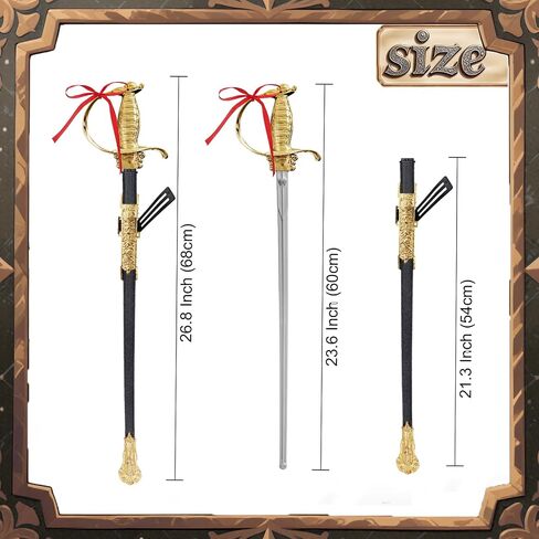 2pcs Toy Sword,27" Fencing Sword Toys,Plastic Musketeer Sword and Sheath for Kids Role-Play Props,Halloween Cosplay in Saudi Arabia