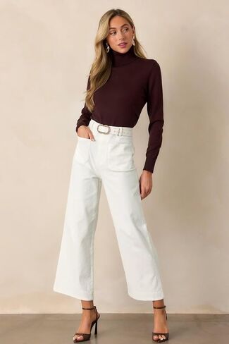 Allimy Women's High Waisted Cropped Wide Leg Jeans Stretchy Loose Denim Pants with Front Patch Pockets in Kuwait