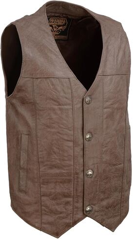 Milwaukee Leather LKM3702 Men's Leather V-Neck Western Style Motorcycle Rider Vest w/Classic Buffalo Snaps Closure in Kuwait