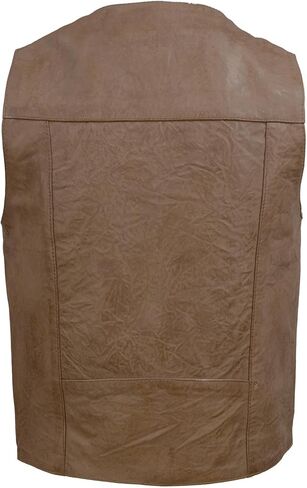 Milwaukee Leather LKM3702 Men's Leather V-Neck Western Style Motorcycle Rider Vest w/Classic Buffalo Snaps Closure in Kuwait