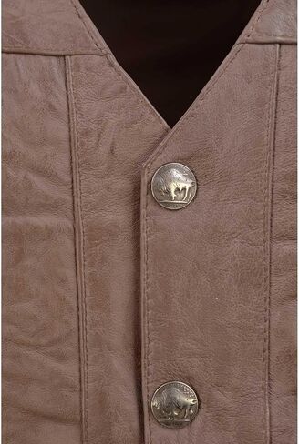 Milwaukee Leather LKM3702 Men's Leather V-Neck Western Style Motorcycle Rider Vest w/Classic Buffalo Snaps Closure in Kuwait