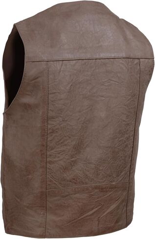 Milwaukee Leather LKM3702 Men's Leather V-Neck Western Style Motorcycle Rider Vest w/Classic Buffalo Snaps Closure in Kuwait