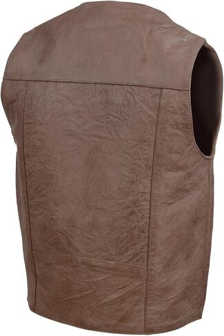 Milwaukee Leather LKM3702 Men's Leather V-Neck Western Style Motorcycle Rider Vest w/Classic Buffalo Snaps Closure in Kuwait