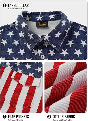Mainfini Men Men American Flag Denim Vest 4th of July Scedts مع جيوب (S-XXL) in Kuwait