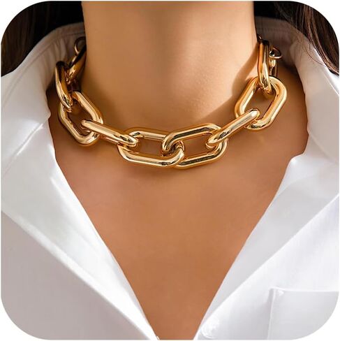 choice of all Chunky Gold Necklace Statement Necklace for Women Punk Chunky Chain Necklaces Dainty Gold Choker Accessories Jewelry for Women Trendy in Kuwait