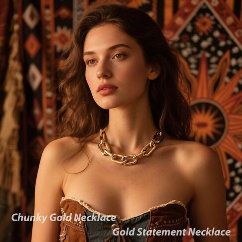 choice of all Chunky Gold Necklace Statement Necklace for Women Punk Chunky Chain Necklaces Dainty Gold Choker Accessories Jewelry for Women Trendy in Kuwait