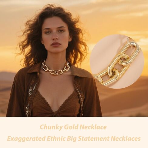 choice of all Chunky Gold Necklace Statement Necklace for Women Punk Chunky Chain Necklaces Dainty Gold Choker Accessories Jewelry for Women Trendy in Kuwait