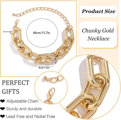 choice of all Chunky Gold Necklace Statement Necklace for Women Punk Chunky Chain Necklaces Dainty Gold Choker Accessories Jewelry for Women Trendy in Kuwait