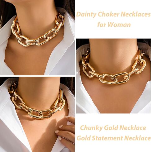 choice of all Chunky Gold Necklace Statement Necklace for Women Punk Chunky Chain Necklaces Dainty Gold Choker Accessories Jewelry for Women Trendy in Kuwait
