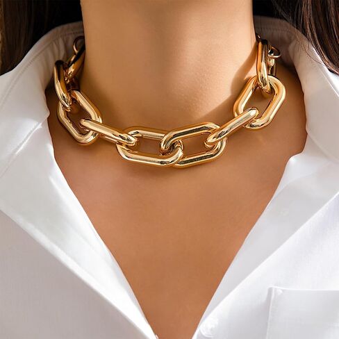 choice of all Chunky Gold Necklace Statement Necklace for Women Punk Chunky Chain Necklaces Dainty Gold Choker Accessories Jewelry for Women Trendy in Kuwait