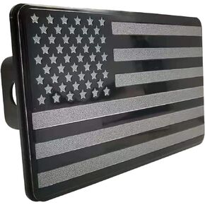 kingsea USA American Flag Trailer Hitch Cover,Stainless Steel Metal American Flag Emblem Trailer Plug Hitch Cover Fits 2" Receivers,for Trucks Cars SUV (Black & White)