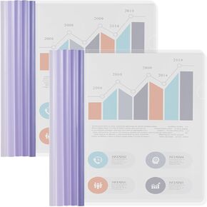 Binditek 10 Pack Clear Report Covers with Sliding Bars, 6mm Sliding Bar File Folder, 50 Sheet Capacity, Binding Bars in Purple Color Gradient, for Letter Size, School Office Supplies