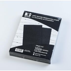 BNC Letter Size Linen Texture Paper Presentation Covers Black Color, Pack of 100