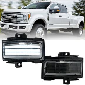 NSLUMO Sequential LED Side Mirror Marker Lights Compatible w/2015-2023 F150 F250 F350 F450 Pickup Towing Mirror Amber Turn Signal Indicator & White DRL Parking Lamp Assembly Smoked Lens