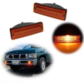 GTINTHEBOX for 1988-1997 Nissan Hardbody PickUp, 1988-1995 Nissan Pathfinder Front Bumper Turn Signal Light Amber Lens Amber Lamp