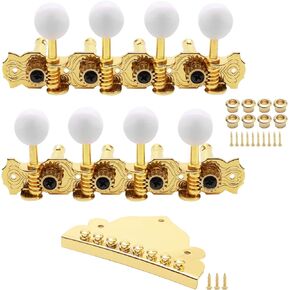 4R 4L Guitar String Tuning Pegs, 8 String Arched Top Metal Triangle Mandolin Tailpiece for Electric or Acoustic Guitar